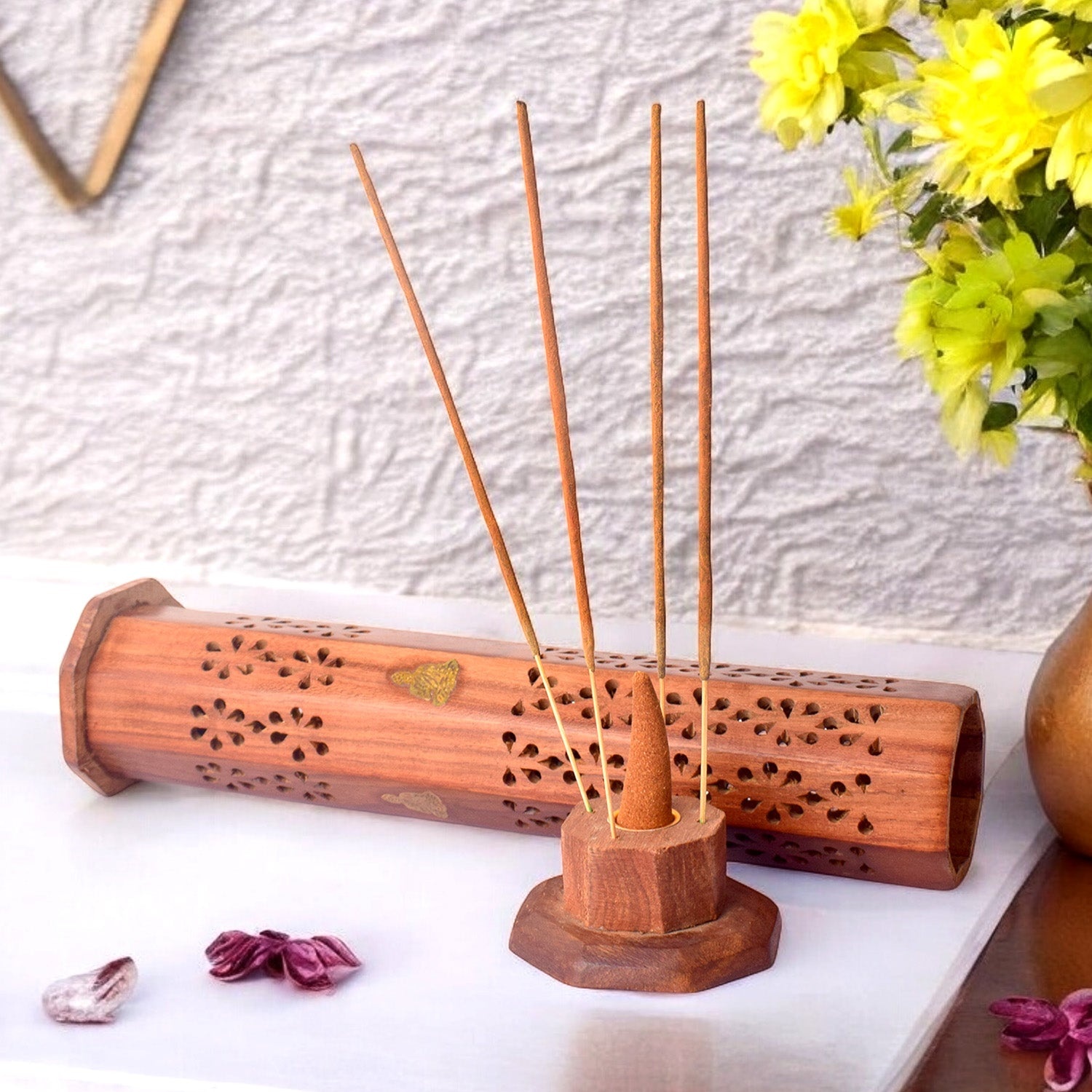 Pure Wood Creation Premium Wooden Ash Catcher for Incense Sticks and Cones